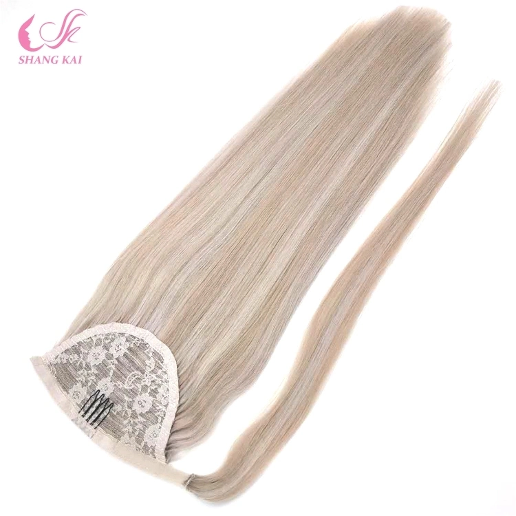 High Quality Lace Brazilian Remy Ponytail Hair Extensions Wrap-Ponytail