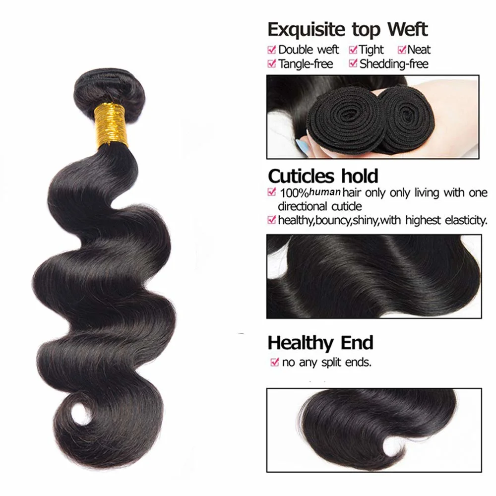 Body Wave Extension Human Hair Bundles Unprocessed 100% Brazilian Virgin Remy Hair Weave Bundles Natural Raw Hair Extensions Body Wave Hair Bundles